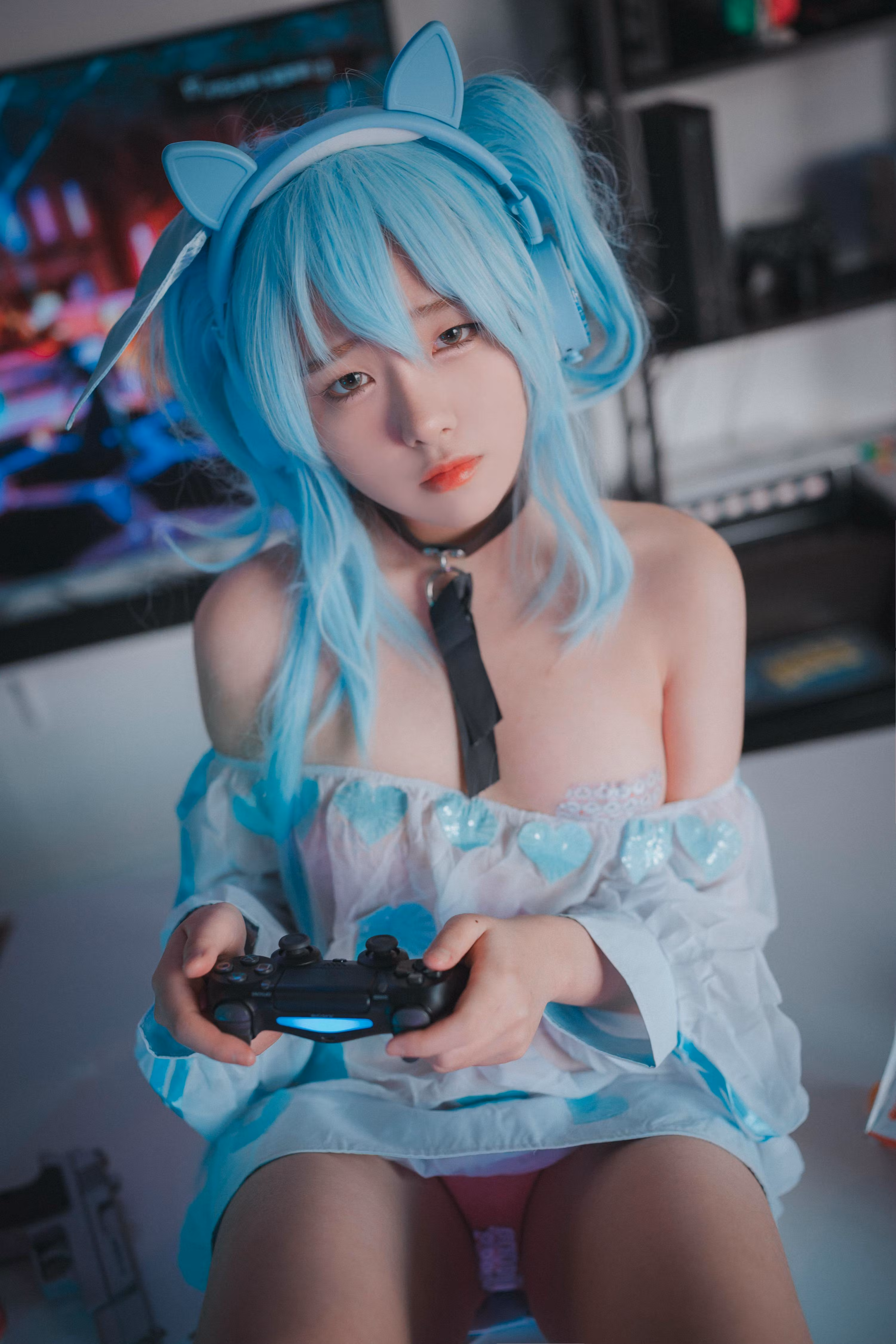 Korean cosplay model in character outfit indoor