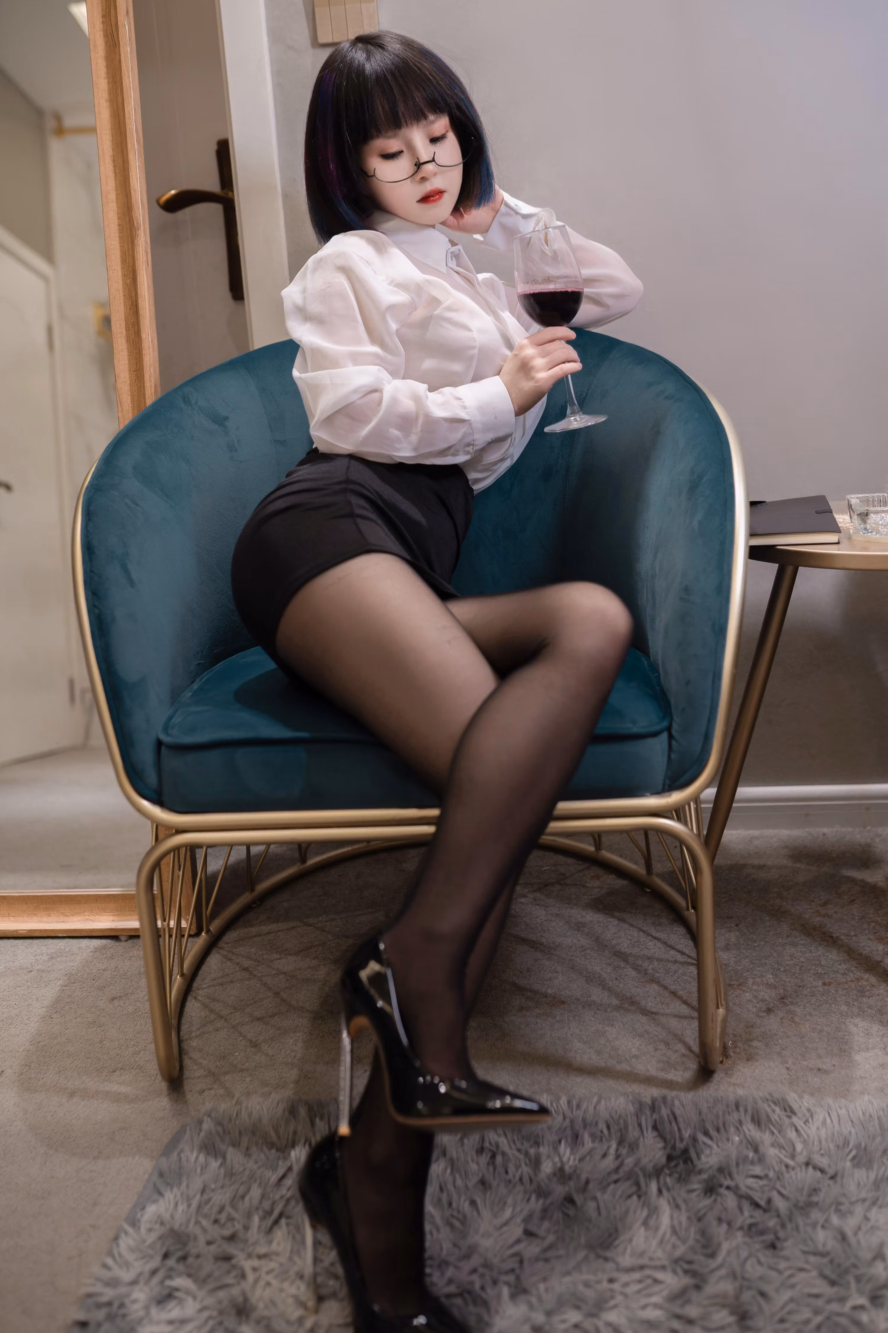 Office lady uniform Asian model photo set HD