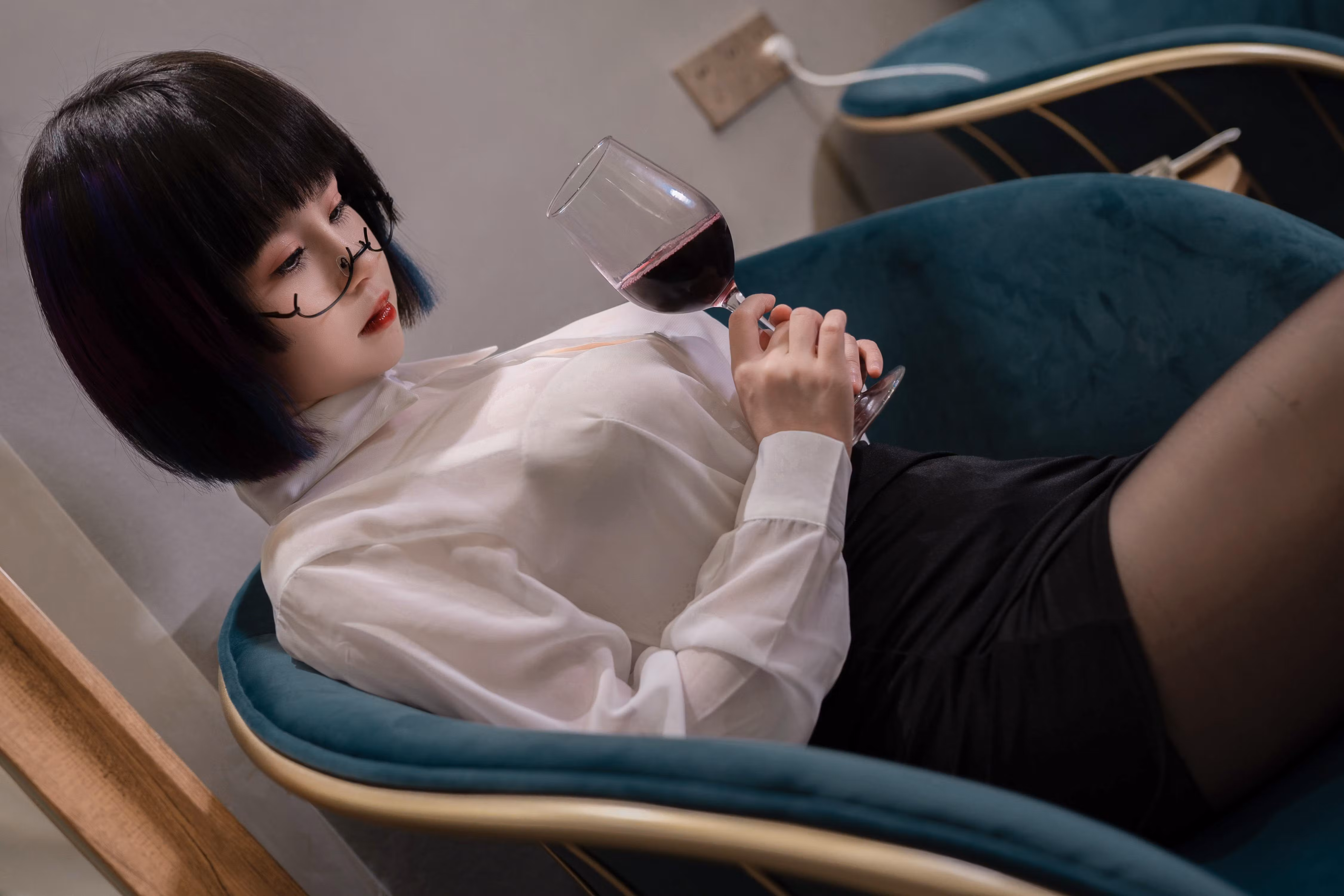 Secretary style outfit soft lighting portrait